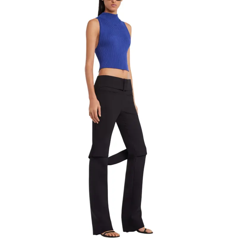 COURREGES Mockneck Light Rib Top 'Sapphire'-2