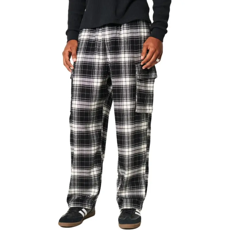 Hollister Pajama Pants Men's Black Plaid-2