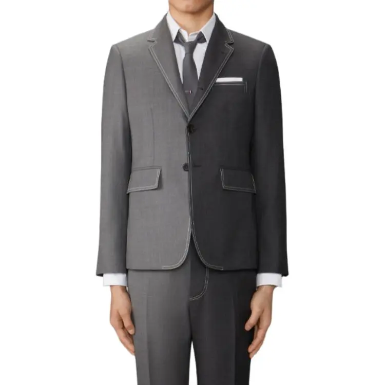 THOM BROWNE Two Toned Single Breasted Tailored Blazer-3
