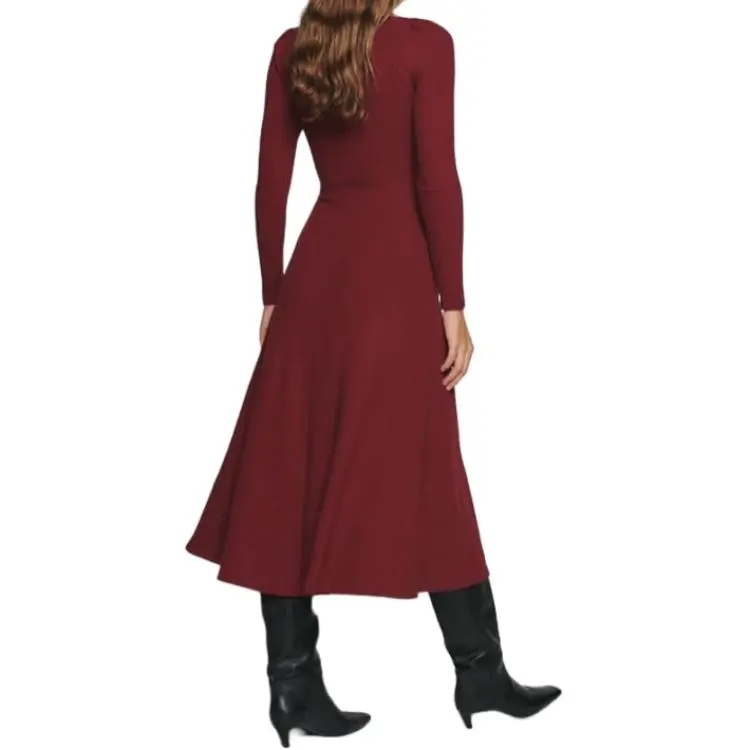 Reformation Long-Sleeved Dresses Women's Burgundy-1