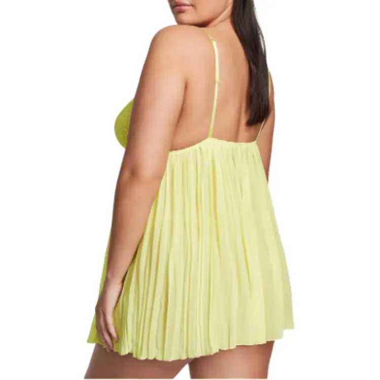 Victoria's Secret VERY SEXY Pleated Babydoll Set Underwear Women's Corn Yellow-2