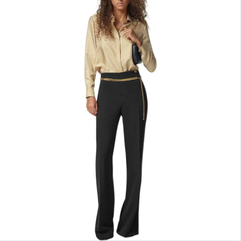 VERSACE High Waist Wide Leg Trousers-1
