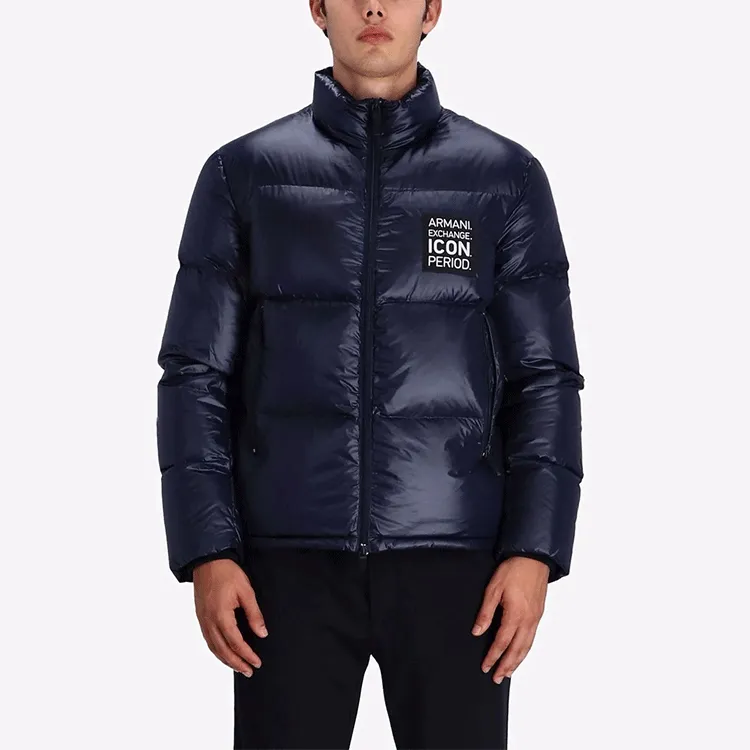 ARMANI EXCHANGE Logo-patch Zip-up Padded Down Jacket - POIZON ARMANI EXCHANGE Logo-patch Zip-up Padded Down Jacket - POIZON