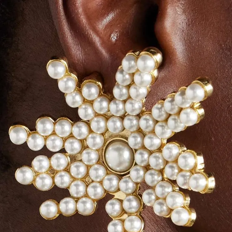 OSCAR DE LA RENTA Artificial Pearl, Metal Clip On Earrings Women's Gold-1