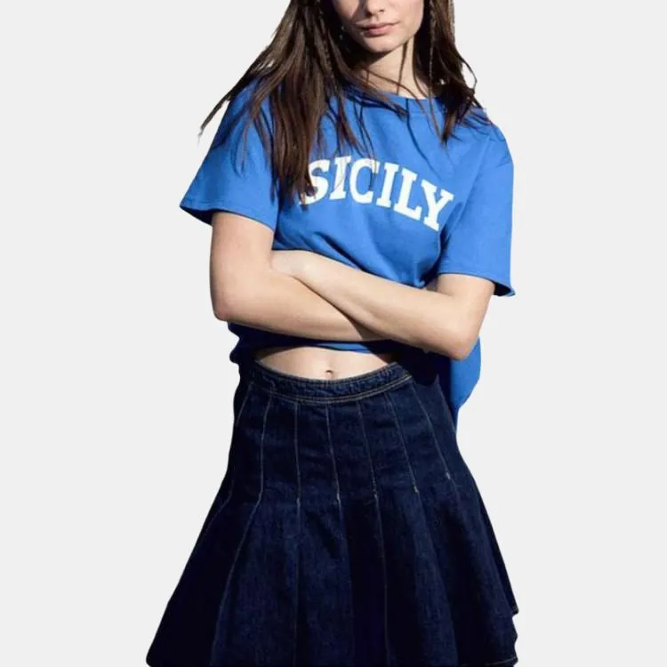 H&M T Shirt Women's Bright Blue-1