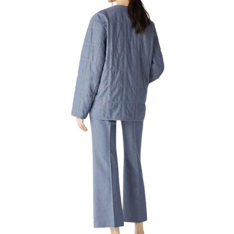 Loro Piana Casual Pants Women's Chambord Blue-3
