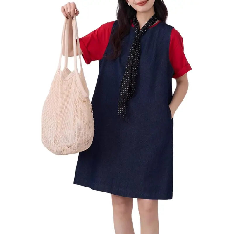 HTMEME Sleeveless Dress Women's Dark Blue-2