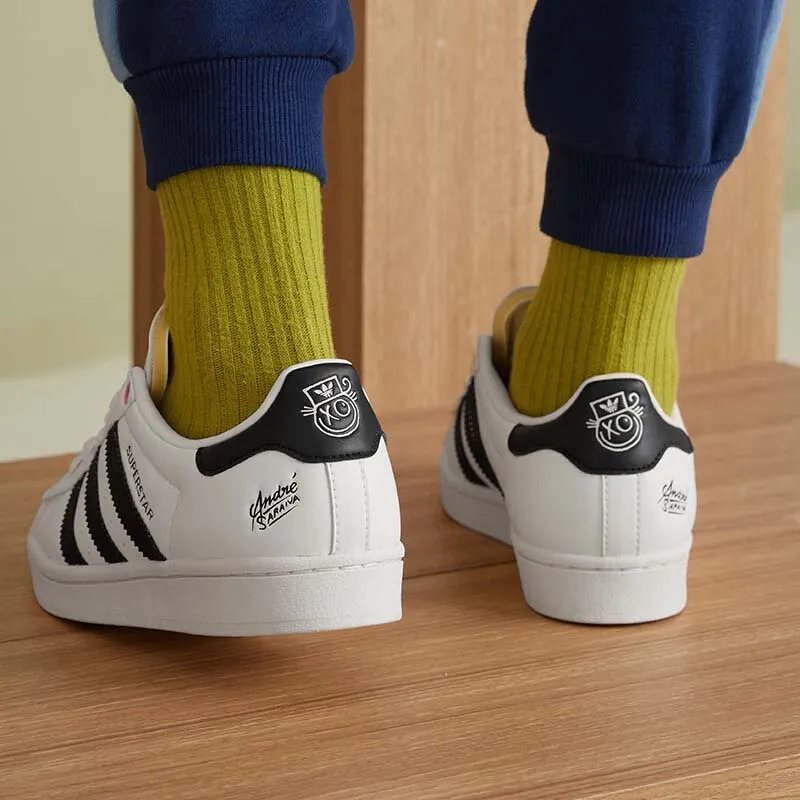 Adidas Originals André Saraiva Low Top Skateboard Shoes Beige Black Teenagers-3