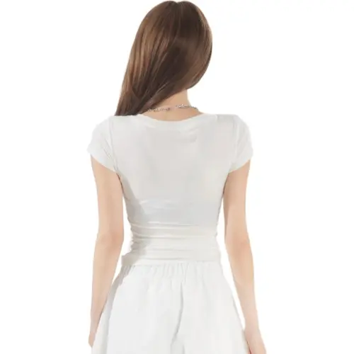 Wen Shan Set in Sleeve T Shirt Women's White