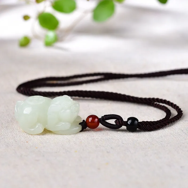 TAMINA Pendants Pale Greenish White Jade Unisex-5