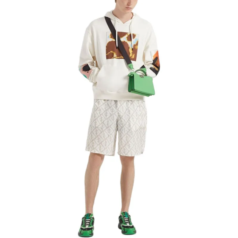 FENDI Abstract print Linen Shorts-2