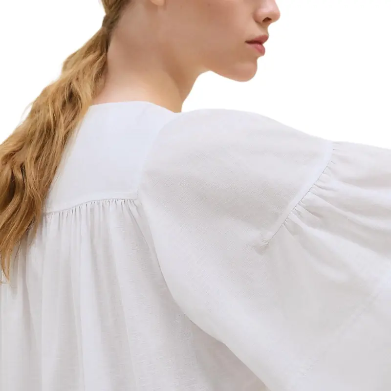 HERMES Short Sleeved Dress Women's White-2