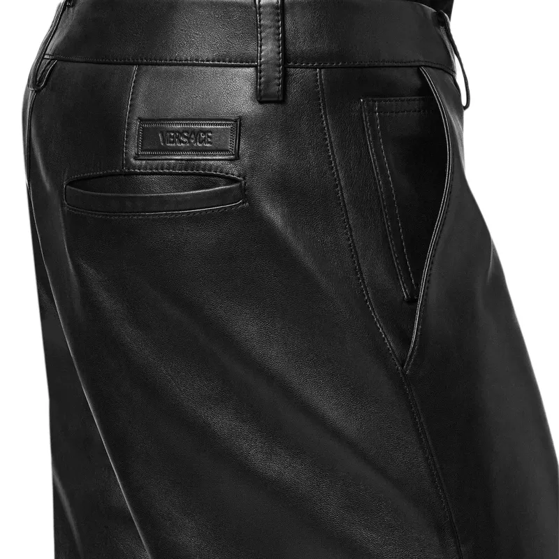 VERSACE Plongé Leather Trousers-4