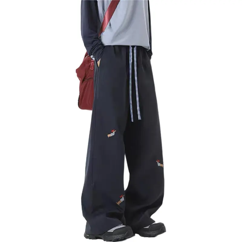 IJRJ Casual Pants Unisex Navy Blue-1