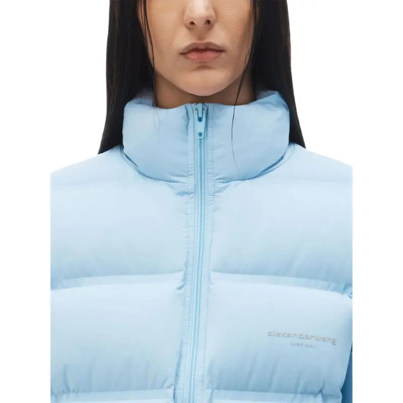 Alexander Wang Jacquard Channel Cropped Reflective Logo Puffer Oxford Blue-3