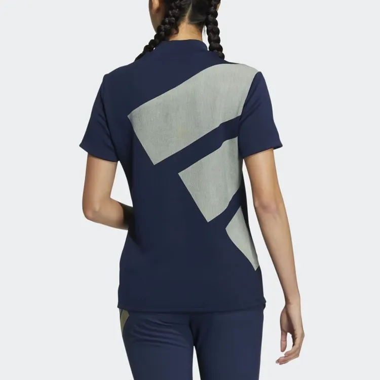 Adidas Aeroready 3-Bar Mock Neck Shirt T-Shirt Women's University Marine-1