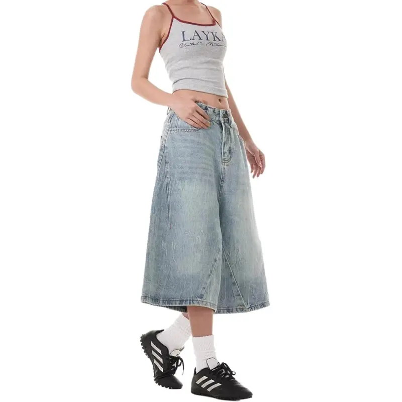 VINMUK Denim Shorts Unisex Blue-6