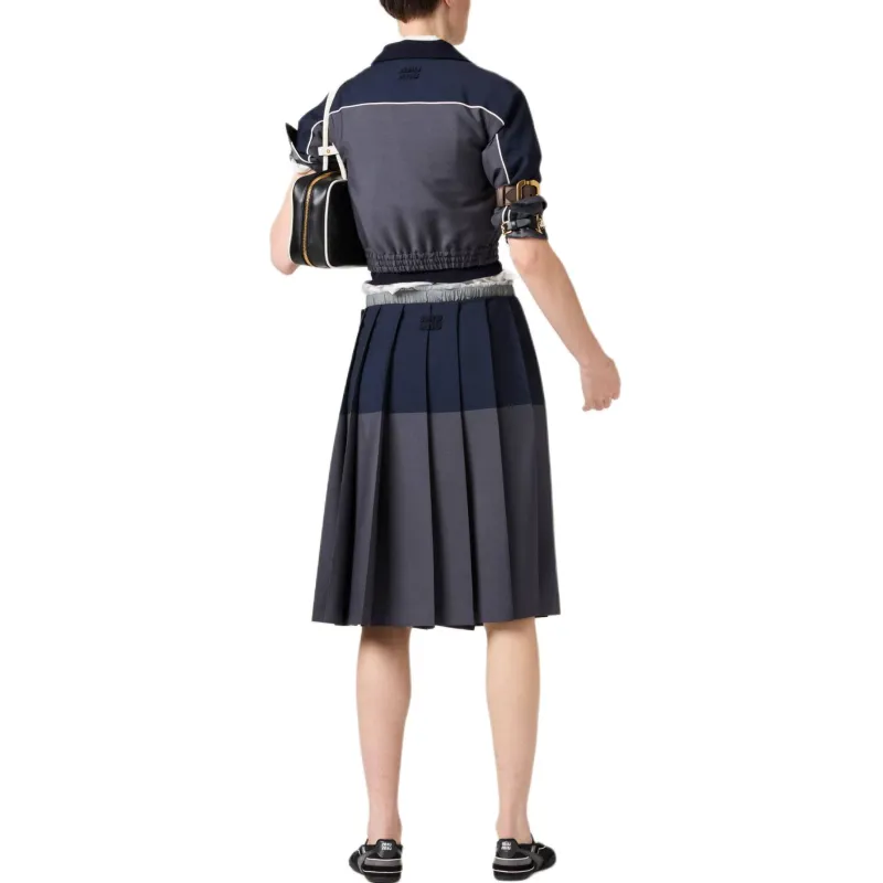 MIU MIU Kid Mohair Skirt Hematite/Navy-2