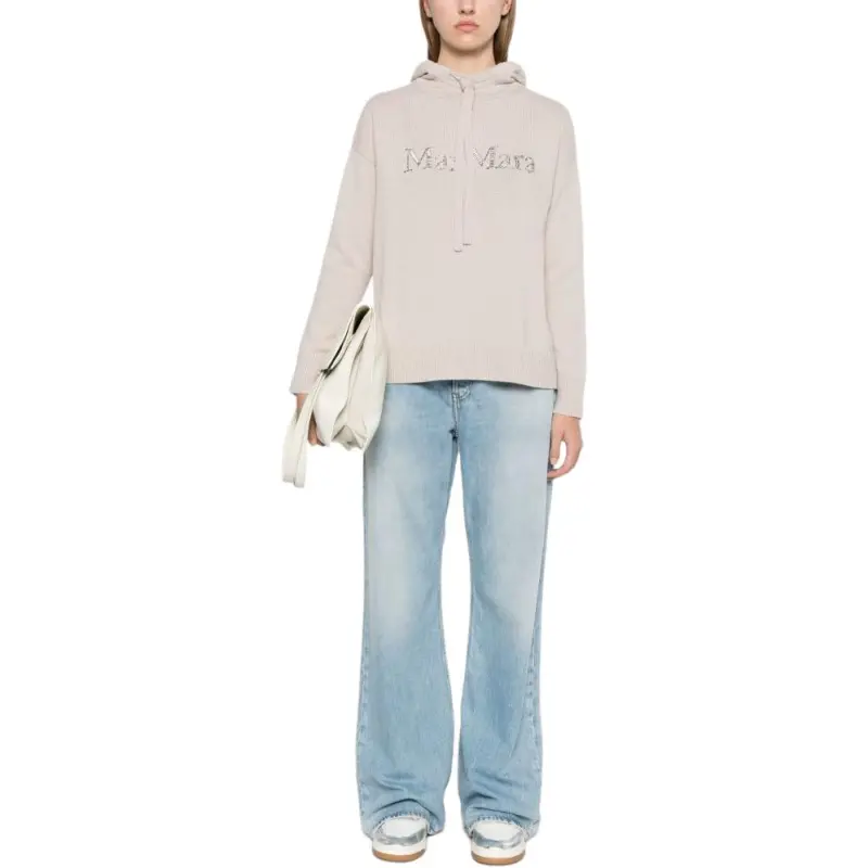 'S MAX MARA Logo Embellished Knitted Hoodie-2