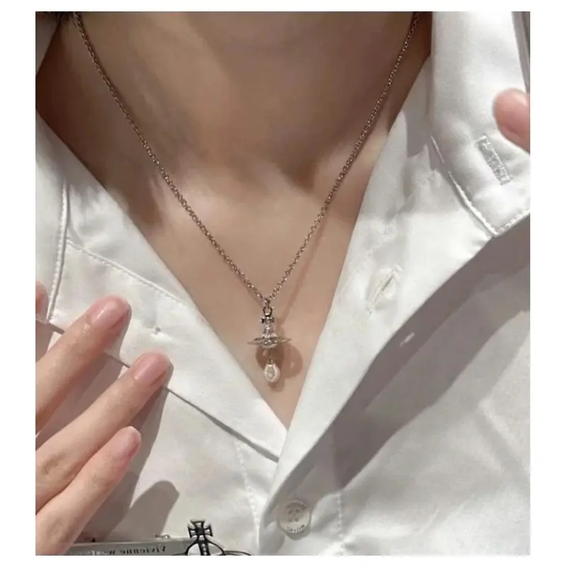 Vivienne Westwood Crystal Necklaces Women's Silver-2