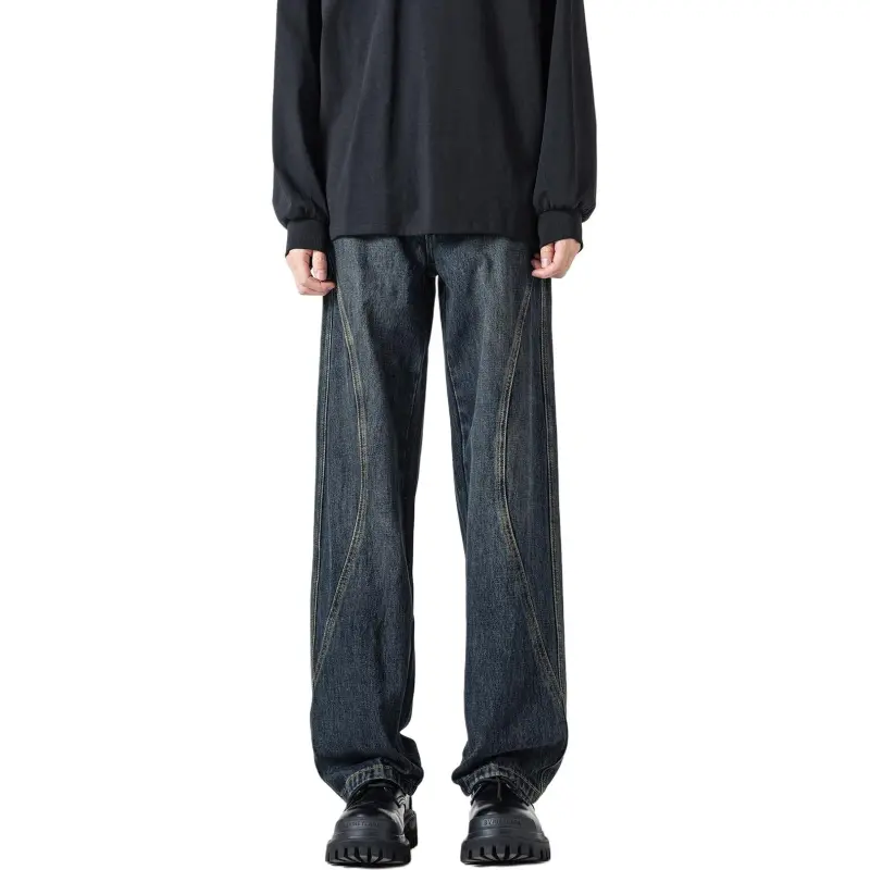 QOTRIOCK Jeans Men's Denim Blue-1