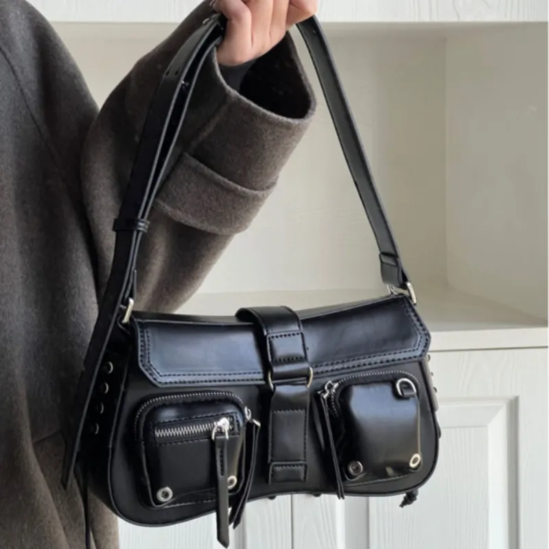 OKEKE Pu Shoulder Bag Regular Unisex Red/Black/Coffee-1