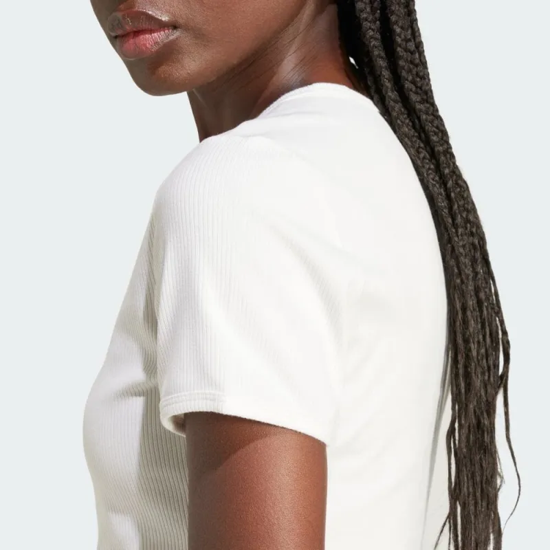 Adidas Women's Essentials Ribbed T Shirt Cloud White-5