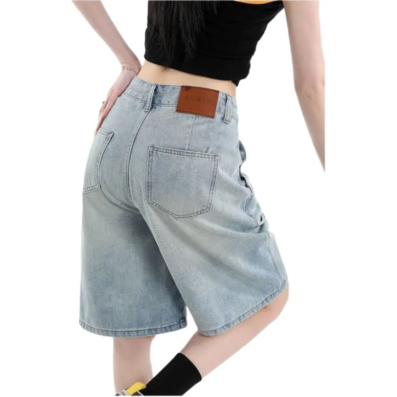 FAIRWHALE Denim Shorts Women's Light Blue-5