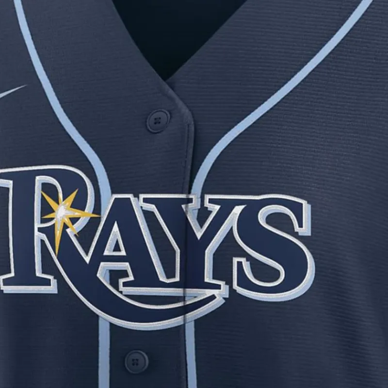 Nike MLB Collaboration Tampa Bay Rays Baseball Jacket Women's Marine Blue-2