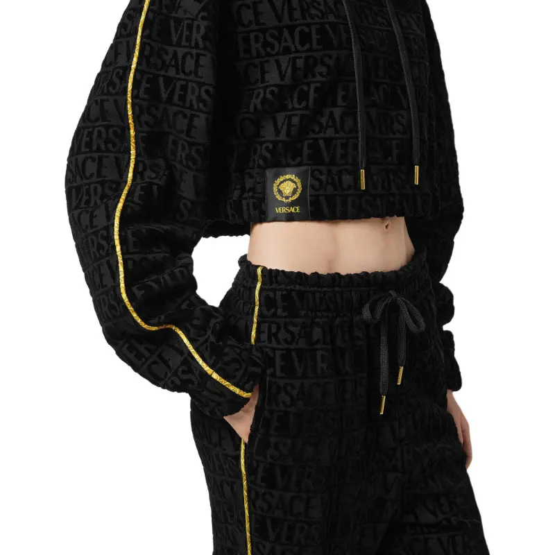 VERSACE Drawstring Cropped Hoodie-4