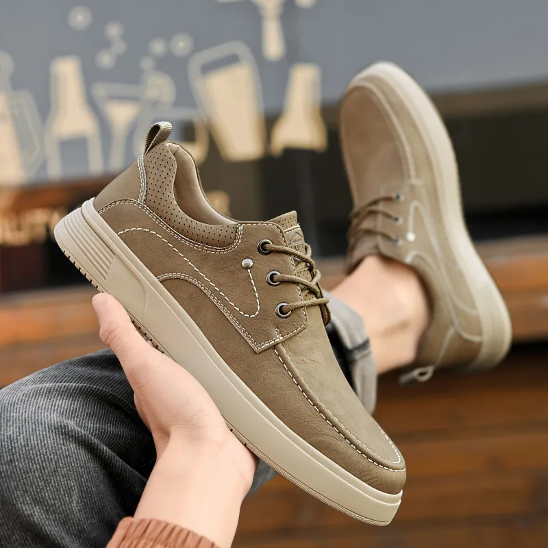 HLA Casual Shoes Men Low Top Black/Brown-11