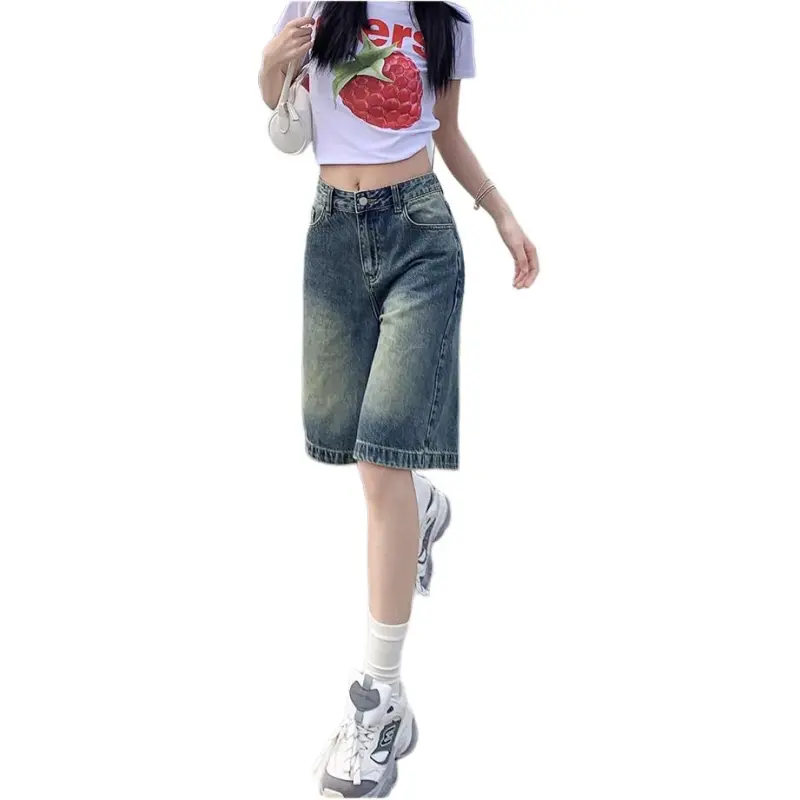 Kazakhstan Denim Shorts Women's Vintage Blue-7