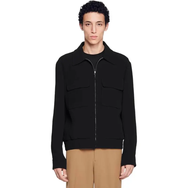 Sandro Crinkled Zip-up Shirt Jacket-1