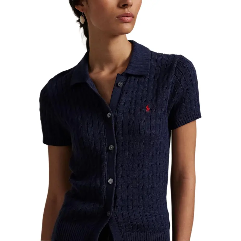 Polo Ralph Lauren Cable Short Sleeve Polo Cardigan-5