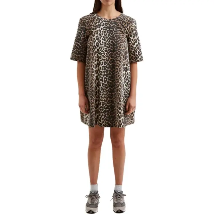 GANNI Leopard Printed Open Back Mini Dress-2
