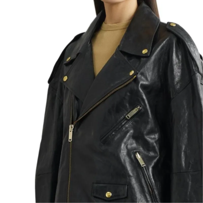 Halfboy FW24 Leather Jacket Women's Black-3