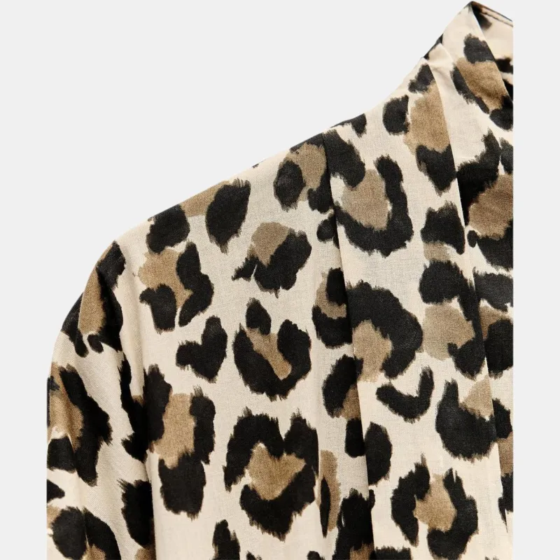 ZARA Short-Sleeved Dresses Women's Leopard Print-1