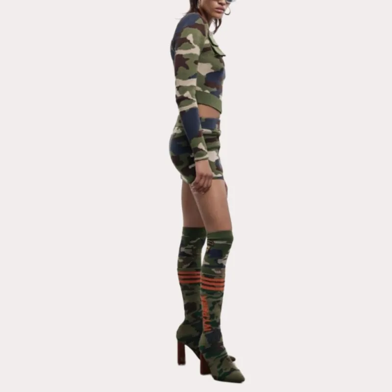 Adidas Ivy Park Ribbed Long Sleeve Top Aop Camo-4