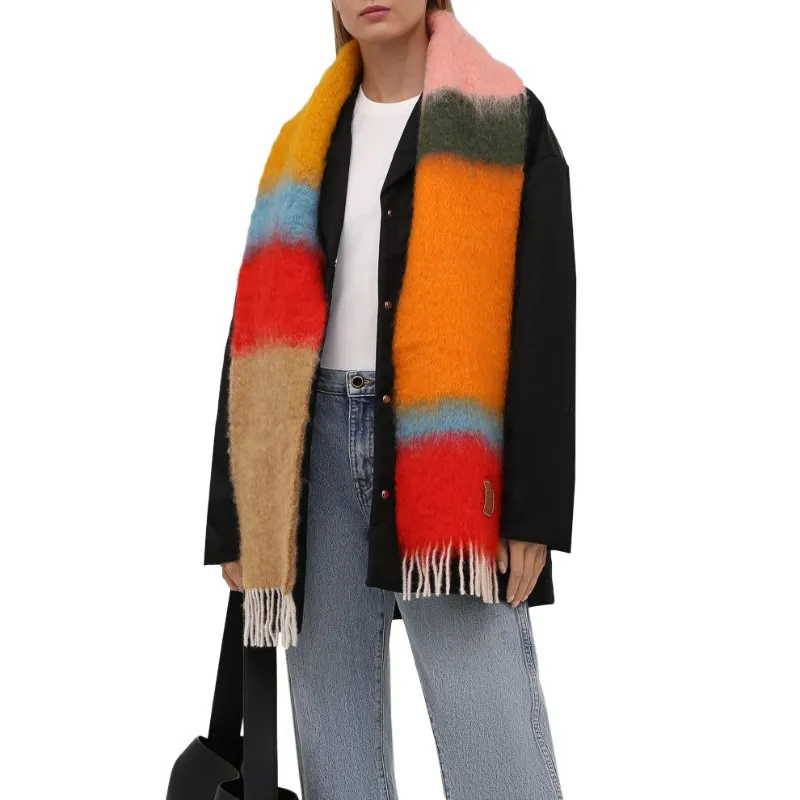 LOEWE Knit Scarves Women's Rose Pink-2