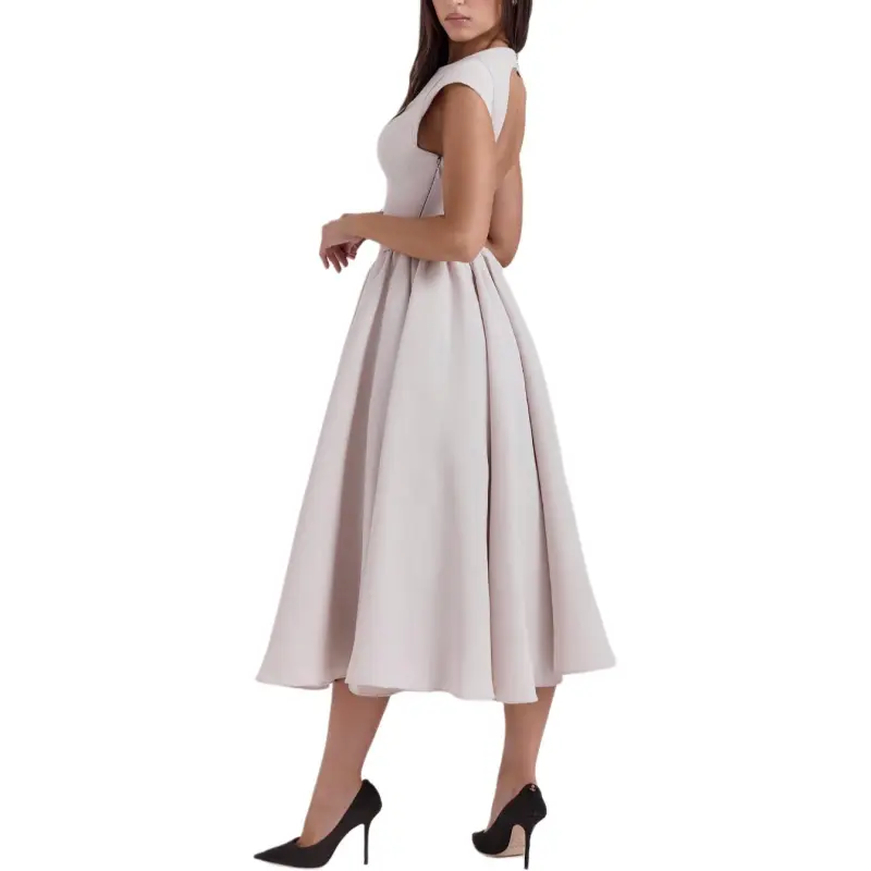 HOUSE OF CB Debutante Short Sleeved Dress Women's Dove/White Gray-5