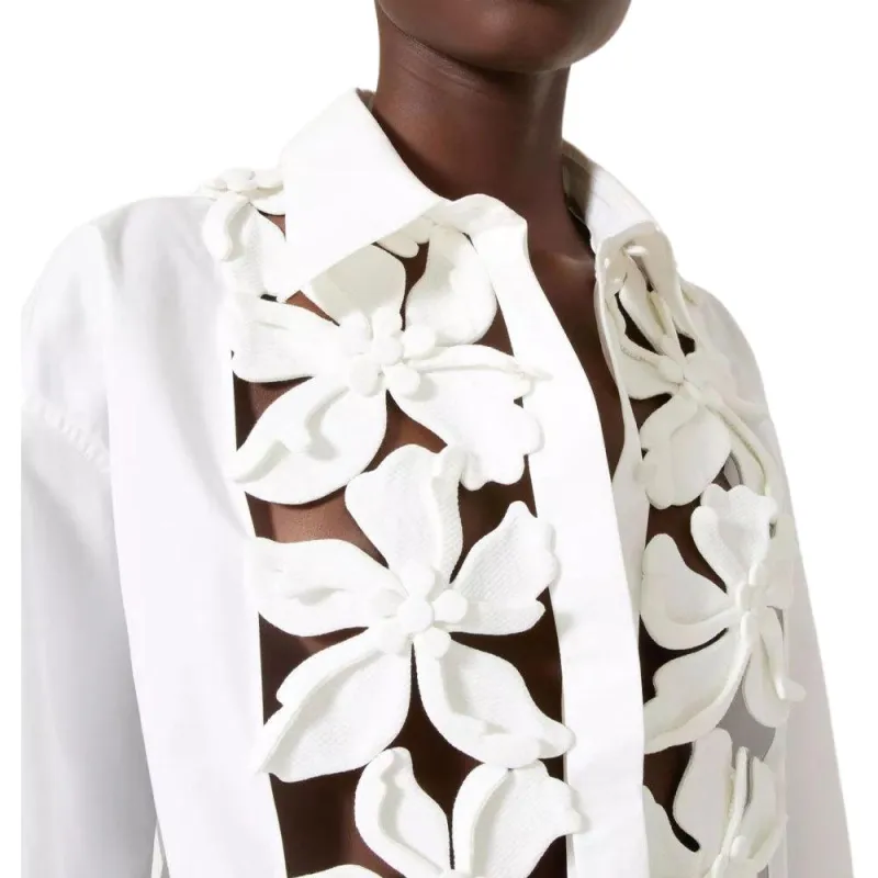 Valentino Floral Cut Out Long Sleeved Shirt-4