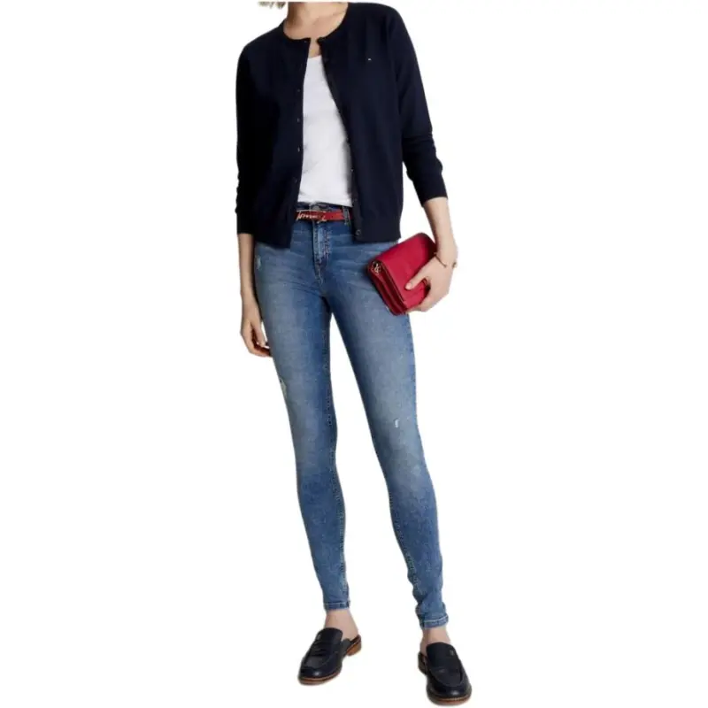 Tommy Hilfiger Solid Button Up Cardigan Sweaters Desert Sky Sweater Women's Marine Blue-2