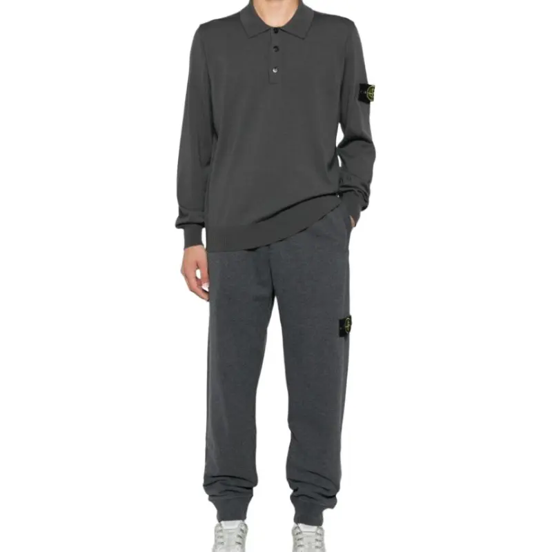 STONE ISLAND Logo Patch Tapered Leg Sweatpants-3