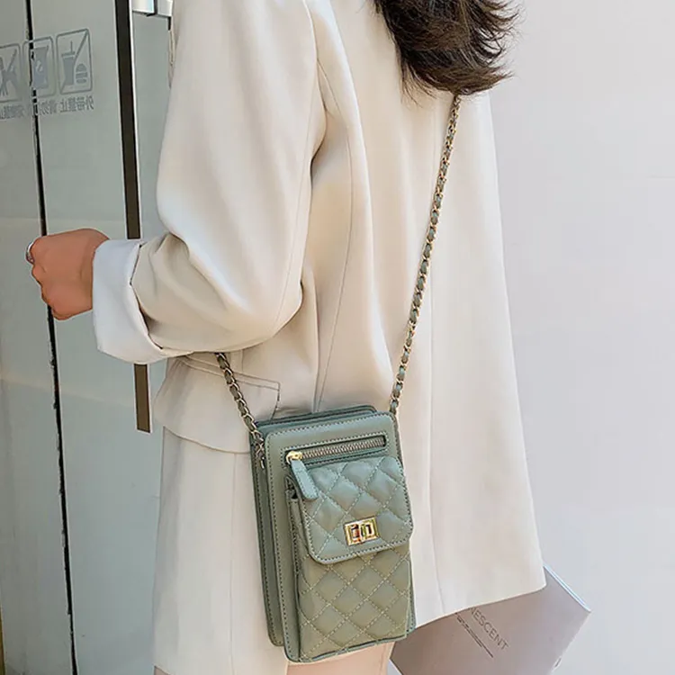 Duoluplo Doron Paul Pu Fashion Crossbody Cell Phone Pouch, Small Square Bag Trumpets Women's White/Black/Matcha Green-9