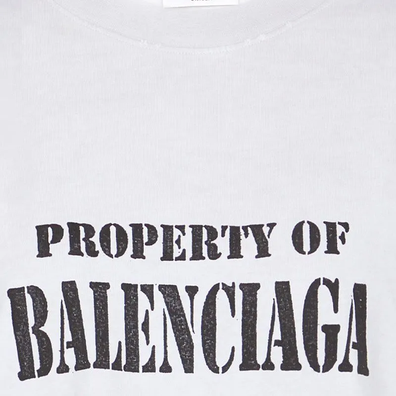 Balenciaga Drop Shoulder Sleeve T Shirt Women's Light Gray Regular Fit-5