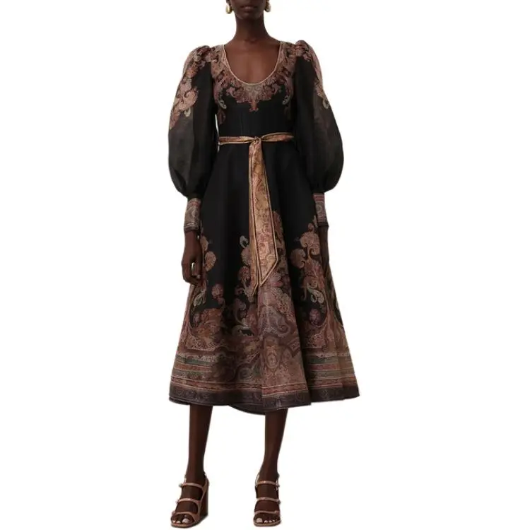Zimmermann Illustration Structured Balloon Sleeved Maxi Dress-4