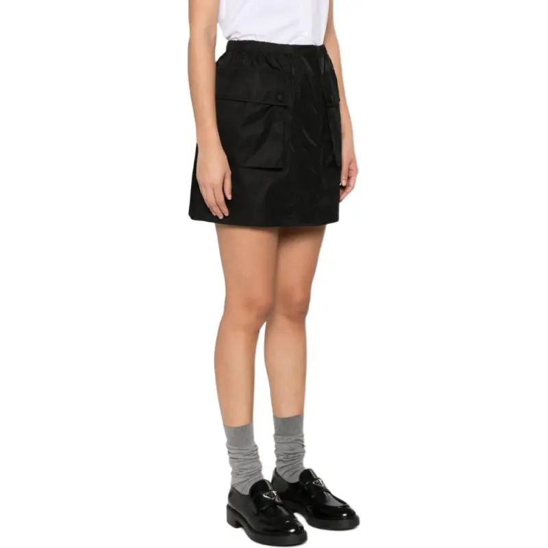 PRADA Logo Plaque Mini Skirt-4