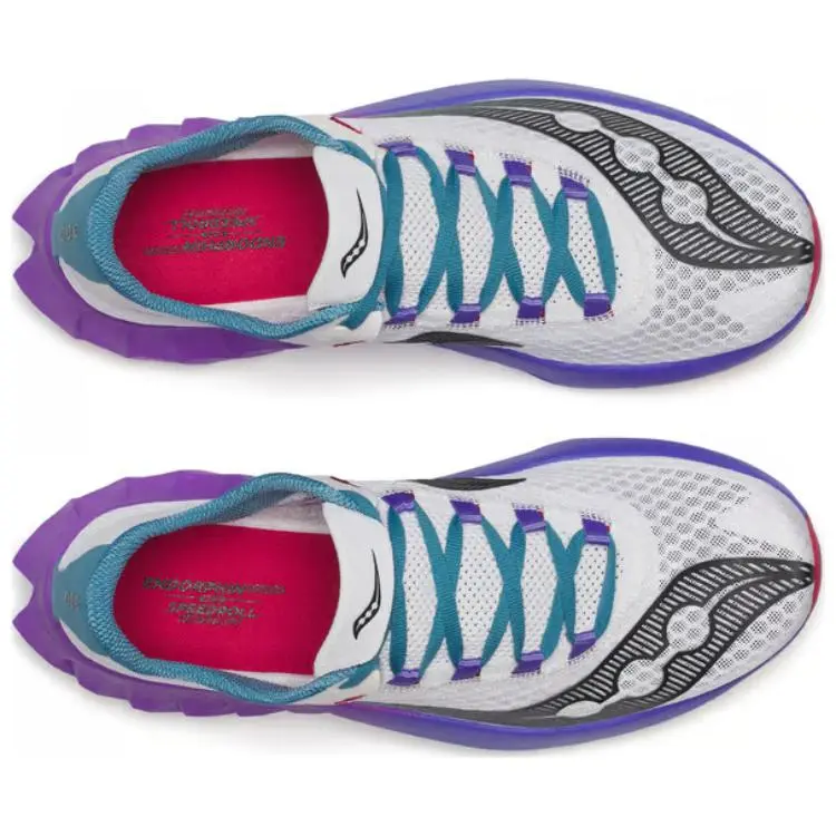 Saucony Endorphin Pro 4 Cushioning, Breathable, Supportive, Rebound Low Top Running Shoes Men's White Purple-3