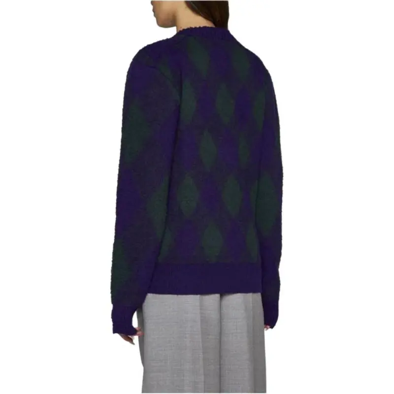 Burberry Argyle Intarsia Knit V Neck Cardigan-3
