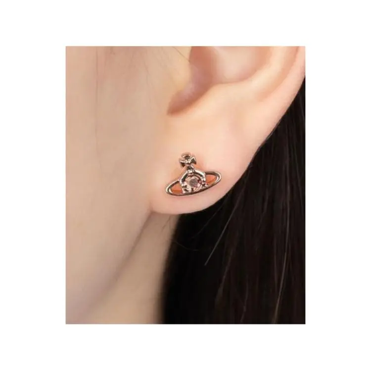 Vivienne Westwood - Saturn Rhinestone Stud Earrings Women's Gujin Diamond Gold-4